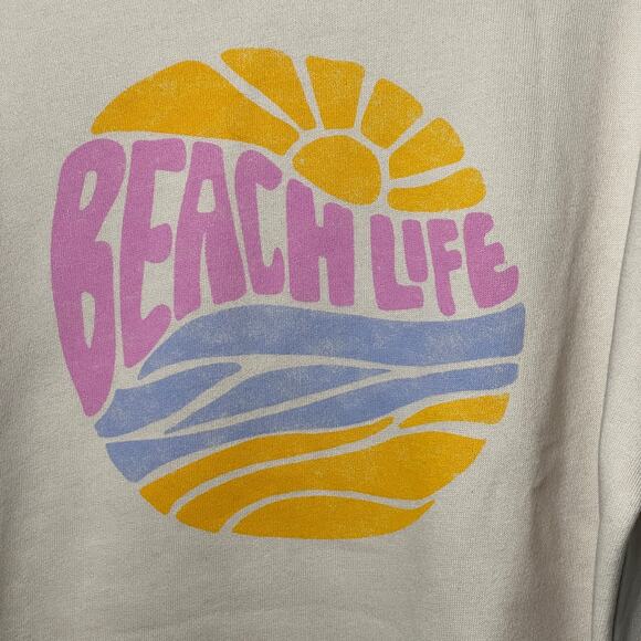 Oat Collective Beach Life Cream Graphic Sweatshirt L NEW - Picture 2 of 5